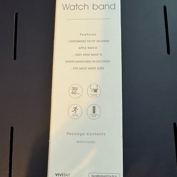 BAW40024-BLK BANDZ WATCH BAND BLACK FITS APPLE WATCH 38/40MM ADJUSTABLE NEW - Picture 2 of 3